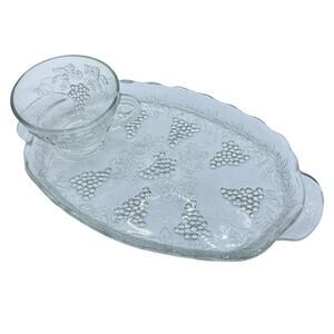 Vintage Anchor Hocking Serva Glass Snack Set of 4 Cups and Trays W/ Original Box